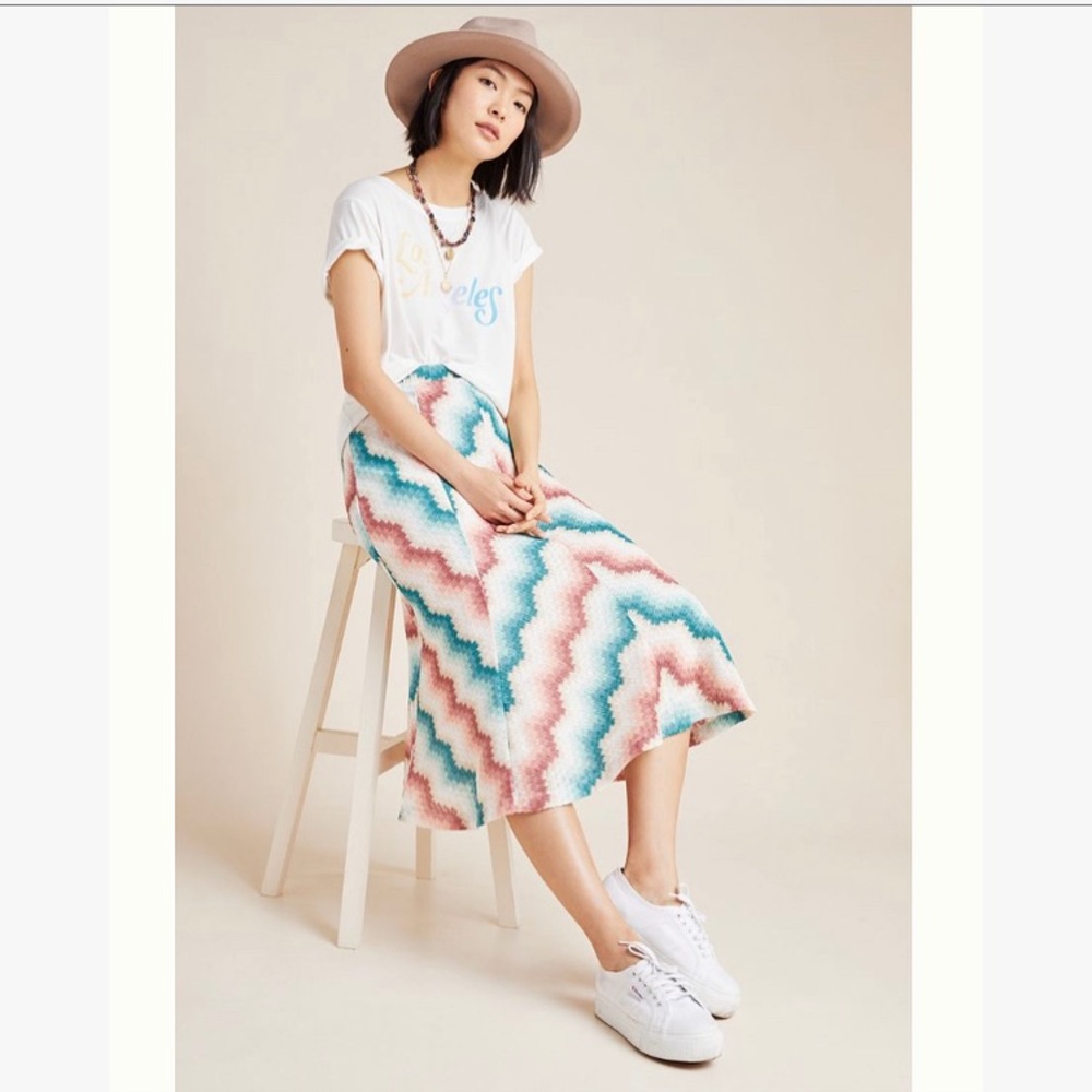 Anthropologie Multicolor Zigzag Midi Skirt